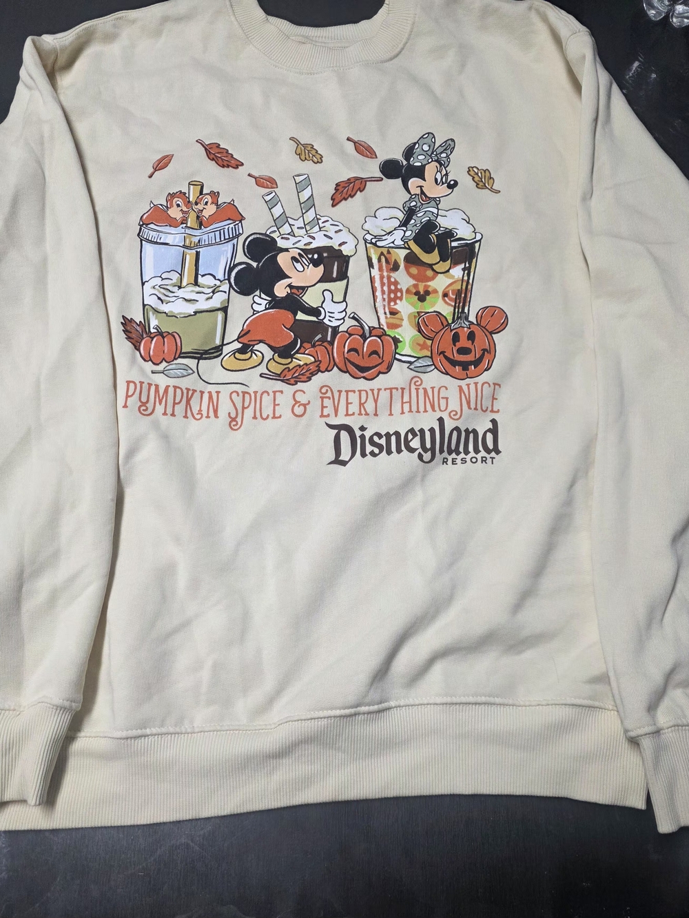 Disney Pumpkin Spice Crewneck Sweatshirt - Cream with Orange & Black Print